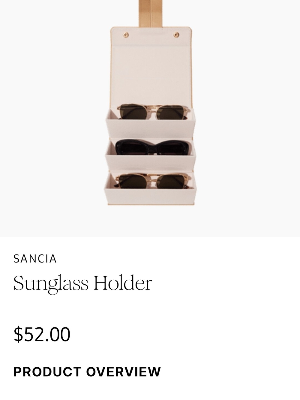 SANCIA NWOT Cream Sunglass Holder